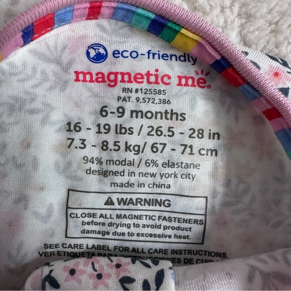 Magnetic Me | Pink and cream Floral Chelsea Footie Pajamas | Size 6-9 Months - Picture 5 of 7